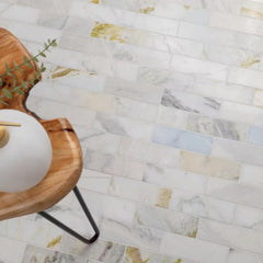 Aurora Cloud Brick Marble Mosaic Tile – Polished Natural Stone Subway Pattern for Bathroom, Kitchen Backsplash, and Shower Walls