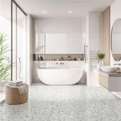 Aurora Pearl Round Marble Mosaic Tile – Polished Natural Stone Sheet for Bathroom, Kitchen Backsplash, and Shower Accent