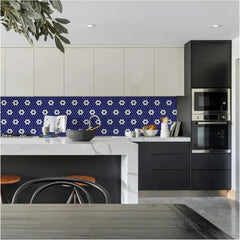 Tenedos Hexagon Glossy Cobalt Blue Flower Porcelain Mosaic Tile – Kitchen Backsplash, Bathroom Wall & Shower Floor Tile