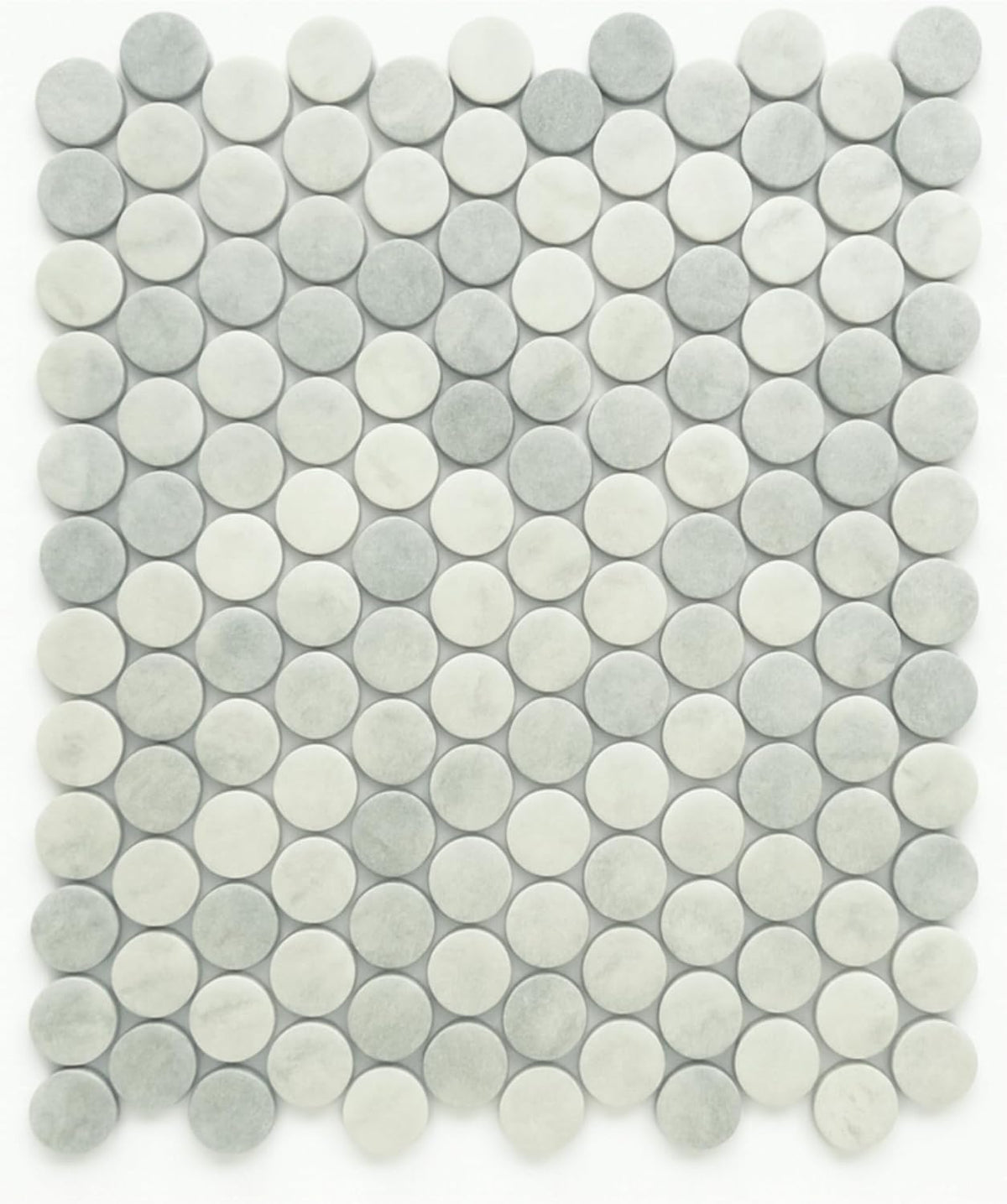 Tenedos HTCFD Mint Grey Satin Porcelain Penny Round Mosaic Tile Sheet – Premium Penny Tile for Bathroom Walls, Shower Floors, Kitchen Backsplash and Indoor Use (1 Sheet)