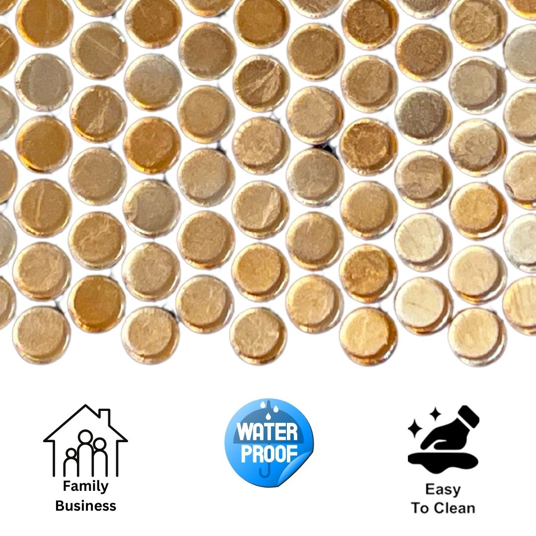 Tenedos HTC200 Copper Penny Glass Mosaic Tile