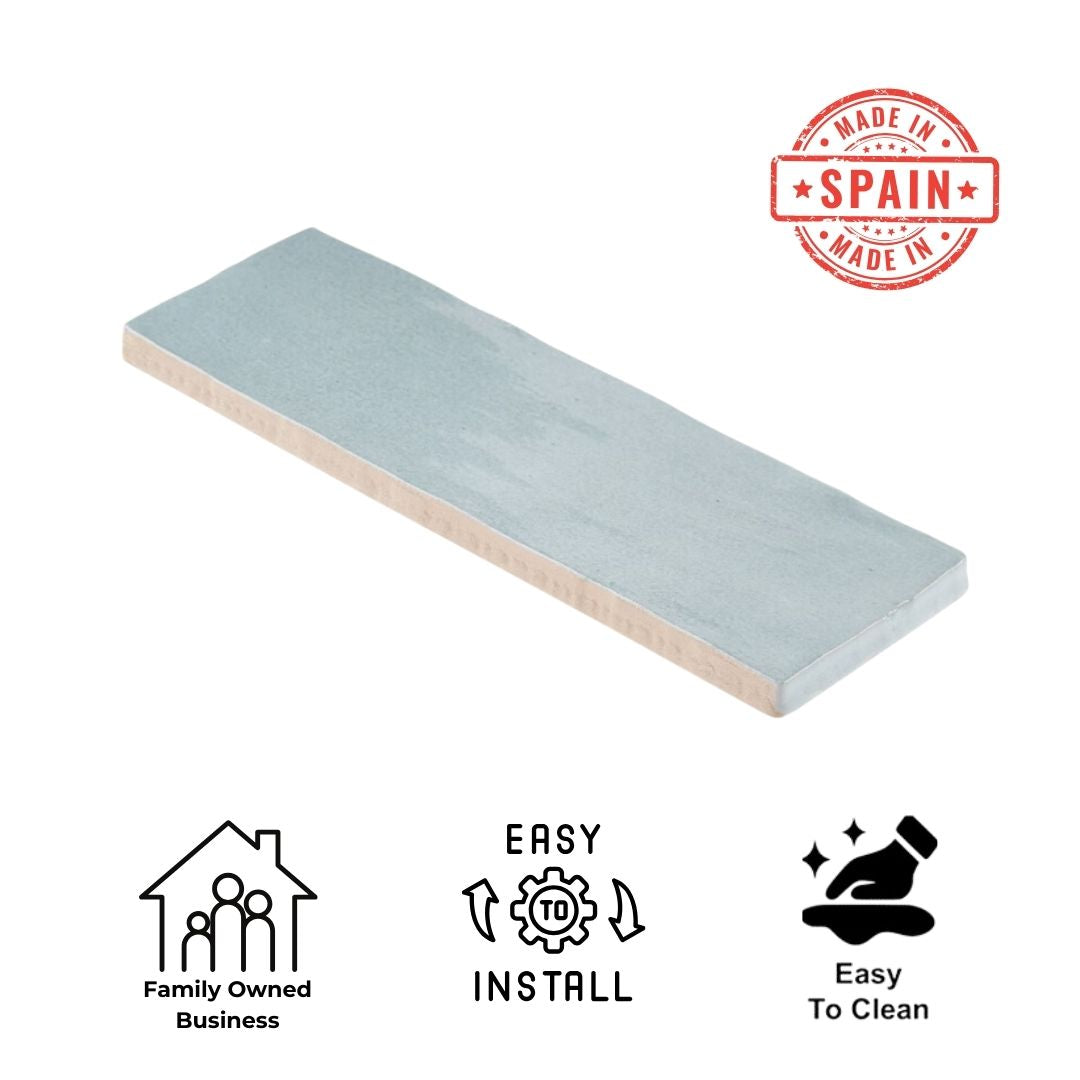 Tenedos HTC184 Ceramic Subway Wall Tile Handmade Look Glossy Glaze for Backsplash Kitchen, Bathroom Shower, Accent Wall (1, Sky Blue)