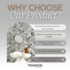 Tenedos Pyrite Calacatta Honed Marble Herringbone Mosaic Tile- 1 piece