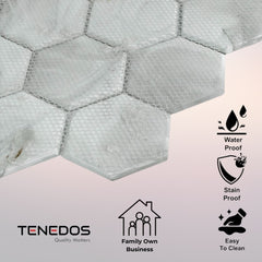 Tenedos HTC150 Violet Hexagon 10.95 in. x 12.6 in. Mixed Glass Floor and Kitchen Bathroom Wall Tile (0.96 sq. ft./Each)