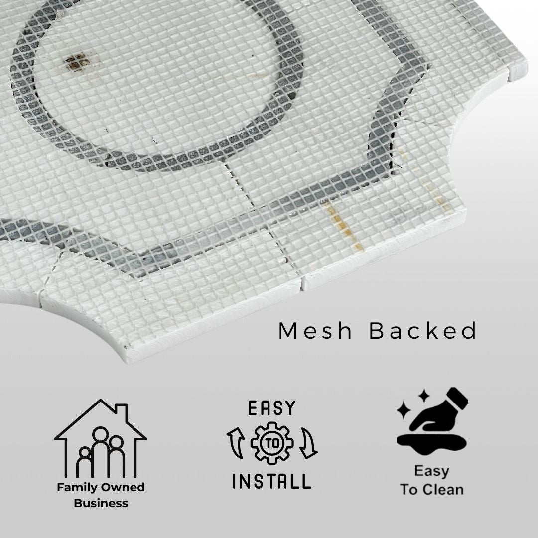 Tenedos Legency HTC152-1 10 in. x 10 in. Polished Marble Mosaic Tile Silver