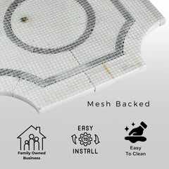 Tenedos Legency HTC152-1 10 in. x 10 in. Polished Marble Mosaic Tile Silver