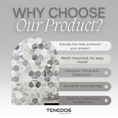 Hematite Calacatta Hexagon Marble Tile-1 piece