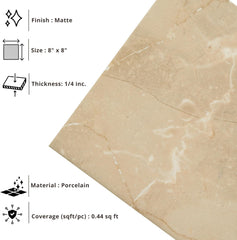 Tenedos HTCRC 8x8 Matte Porcelain Subway Tile – Soft Stone Look Wall Tile for Kitchen Backsplash, Bathroom & Shower Walls
