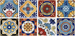 Tenedos HTCFD Heritage Mediterranean Patchwork 4x4 Polished Tile – Vintage Pattern Wall Tile for Kitchen Backsplash, Bathroom, Fireplace & Accent Areas (9 Pieces - 1 Sqft)