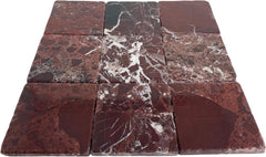 Vintage Burgundy Marble 4x4 Aged Tumbled Tile - Indoor & Outdoor Use (1 Sq.Ft - 9 Pcs)