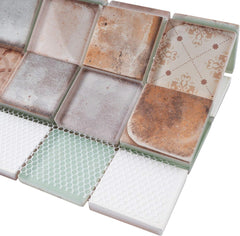 Retro Orange Glass Accent Panel – 2x2 Vintage Decorative Wall Piece for Kitchen & Bathroom – 1 Sheet