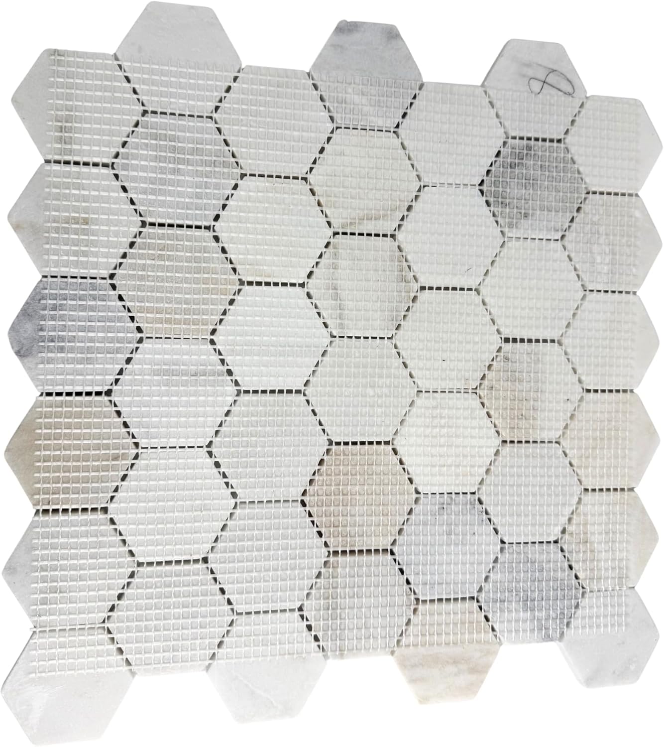 Tenedos Bianco Orion Hexagon Polished Marble Mosaic Tile 2" Natural Stone 12x12 Sheet for Bathroom Kitchen Wall and Floor Decoration – Elegant White with Subtle Gray and Gold Veins (5 Sheets)