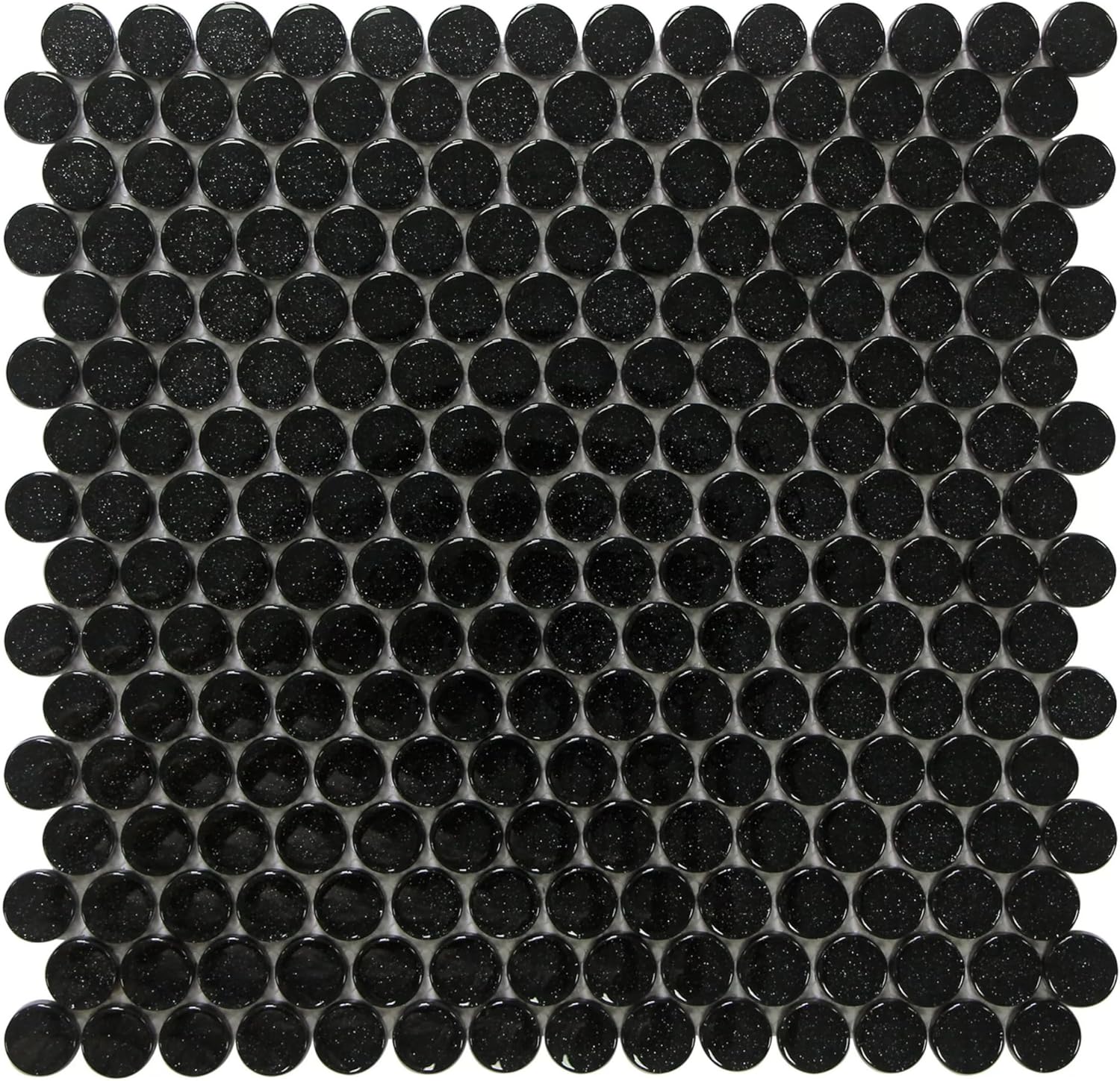 Tenedos HTC333 Shimmer Glossy Penny Round Glass Mosaic Tile 12x12 Sheet for Bathroom Wall, Shower, and Kitchen Backsplash – Sparkling Reflective Finish