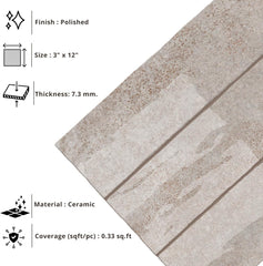 Tenedos HTCRC 3x12 Glossy Ceramic Wall Tile – Kitchen Backsplash Bathroom Wall Shower Accent – Decorative Color Variation – 1 Box (50 Pieces)