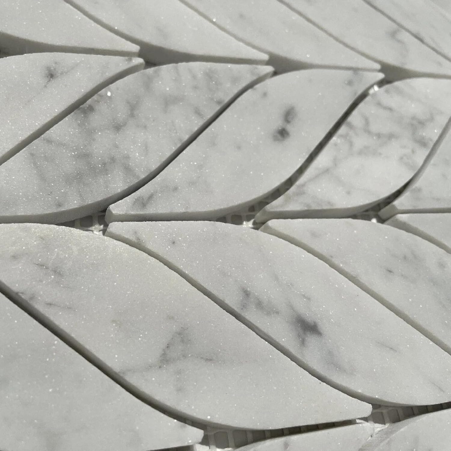 Tenedos HTCRC Carrara White Marble Spike Mosaic Tile – 10x12 Inch Mesh-Mounted Sheet – Natural Marble Geometric Mosaic for Backsplash Bathroom Kitchen Wall