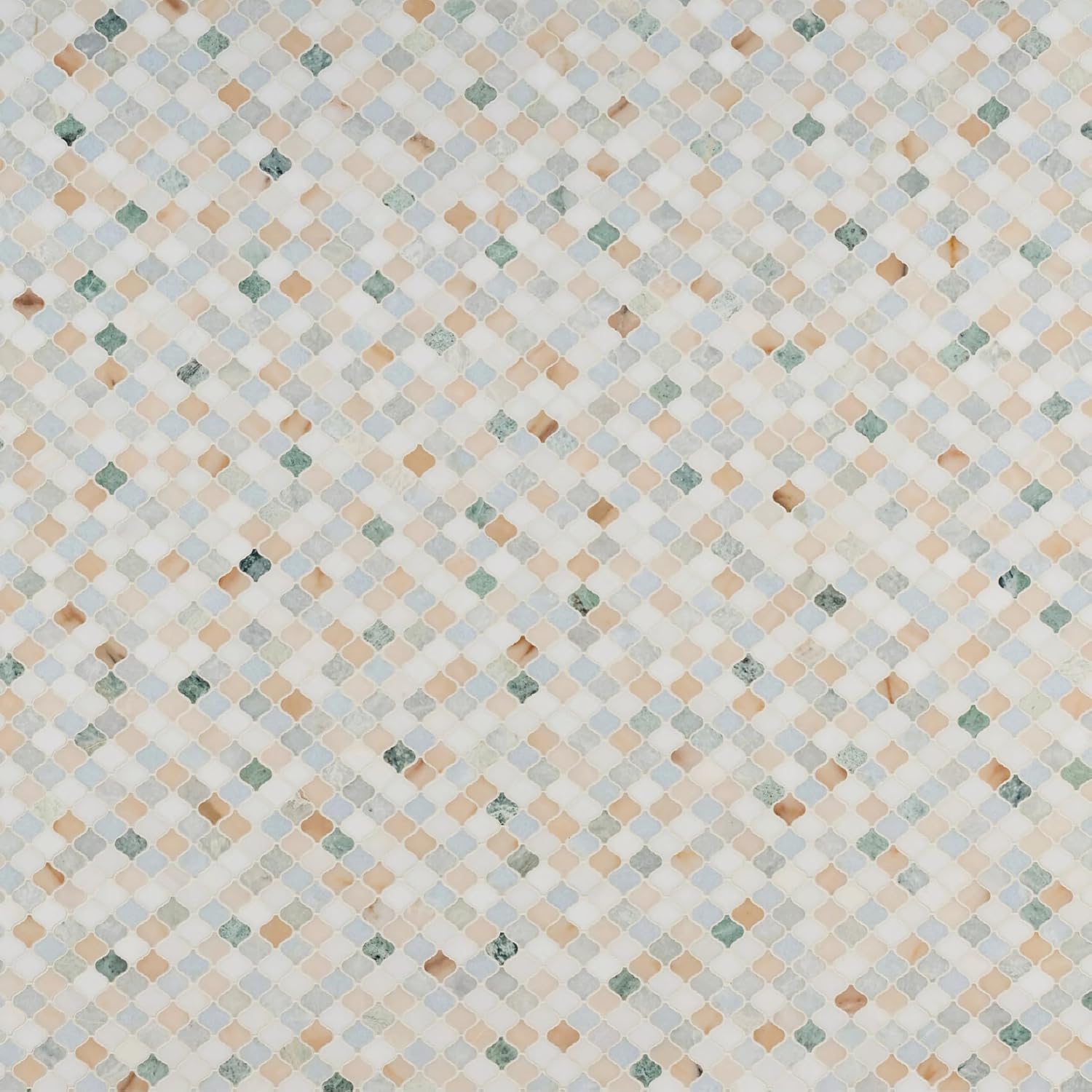 Tenedos Tuscan Mirage Arabesque Honed Marble Mosaic Tile 12x12 in Multicolor for Kitchen Backsplash Bathroom Wall Shower Floor Fireplace Accent Natural Stone (1 Sheet)