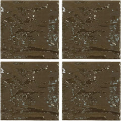Tenedos 5x5 Glossy Ocean Blue Zellige Look Ceramic Wall Tile – Handmade Style Square Field Tile for Kitchen and Bathroom (4 Pieces)