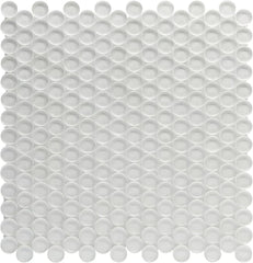 Tenedos HTC333 Shimmer Glossy Penny Round Glass Mosaic Tile 12x12 Sheet for Bathroom Wall, Shower, and Kitchen Backsplash – Sparkling Reflective Finish