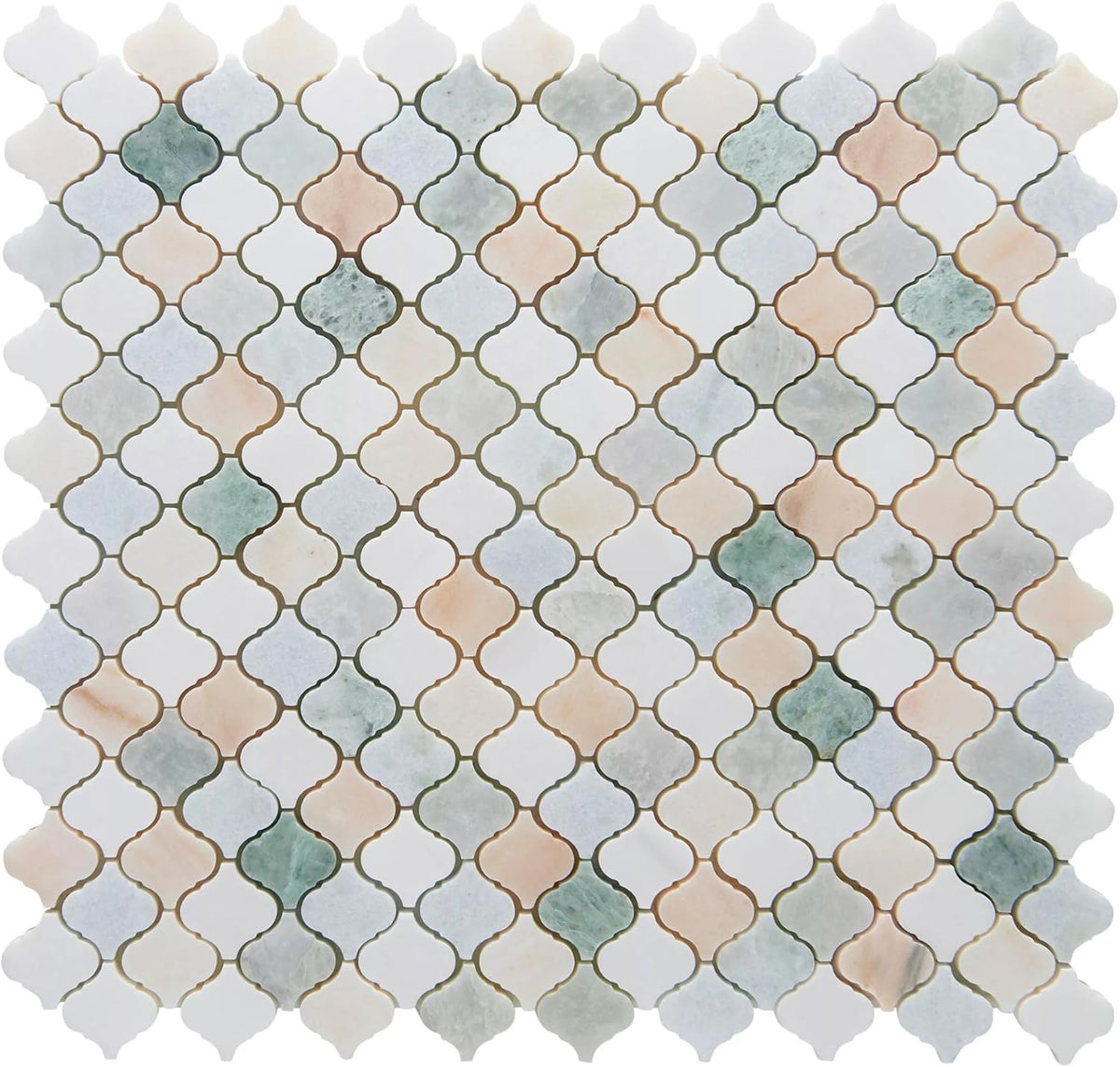 Tenedos Tuscan Mirage Arabesque Honed Marble Mosaic Tile 12x12 in Multicolor for Kitchen Backsplash Bathroom Wall Shower Floor Fireplace Accent Natural Stone (1 Sheet)