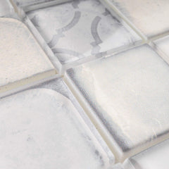Contemporary 2x2 White Square Glass Design for Home Interiors - Kitchen & Bath Accent (1 Sheet)