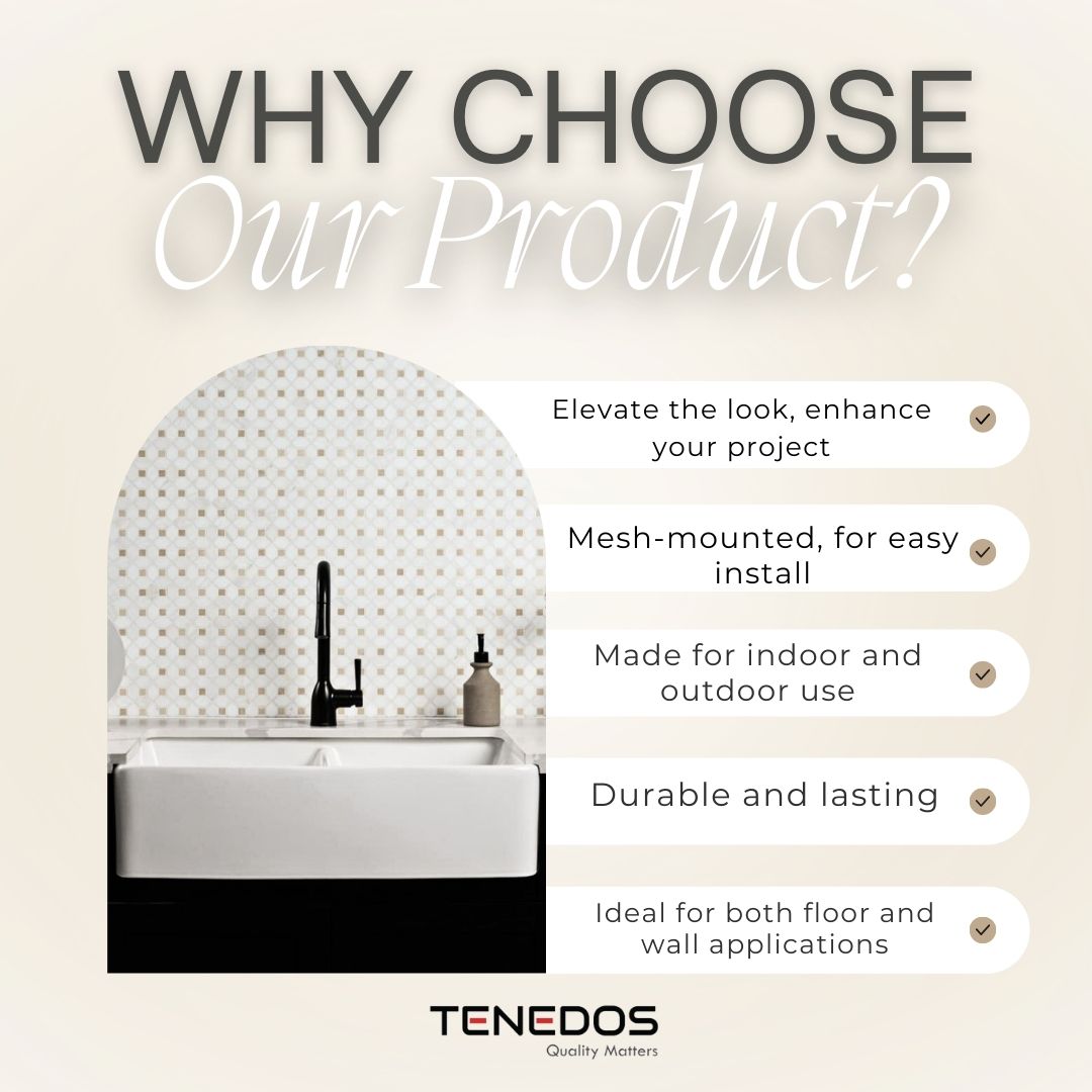 Tenedos HTC195 Golden Diamond Marble Mosaic Tile