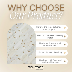 Tenedos Aurora Luxe Chevron Stone Metal Wall Tile-1 piece (Gold)