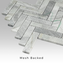 Tenedos Pyrite Calacatta Honed Marble Herringbone Mosaic Tile- 1 piece