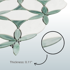 Tenedos Emerald Bloom Glass Mosaic Tile-1 piece