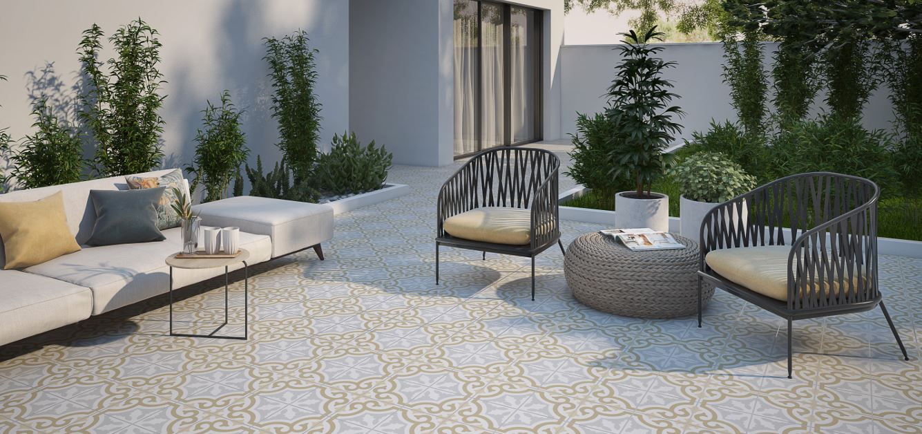 Celeste Square 8x8 Gray White Tan Compact Porcelain Floor Tile for Kit