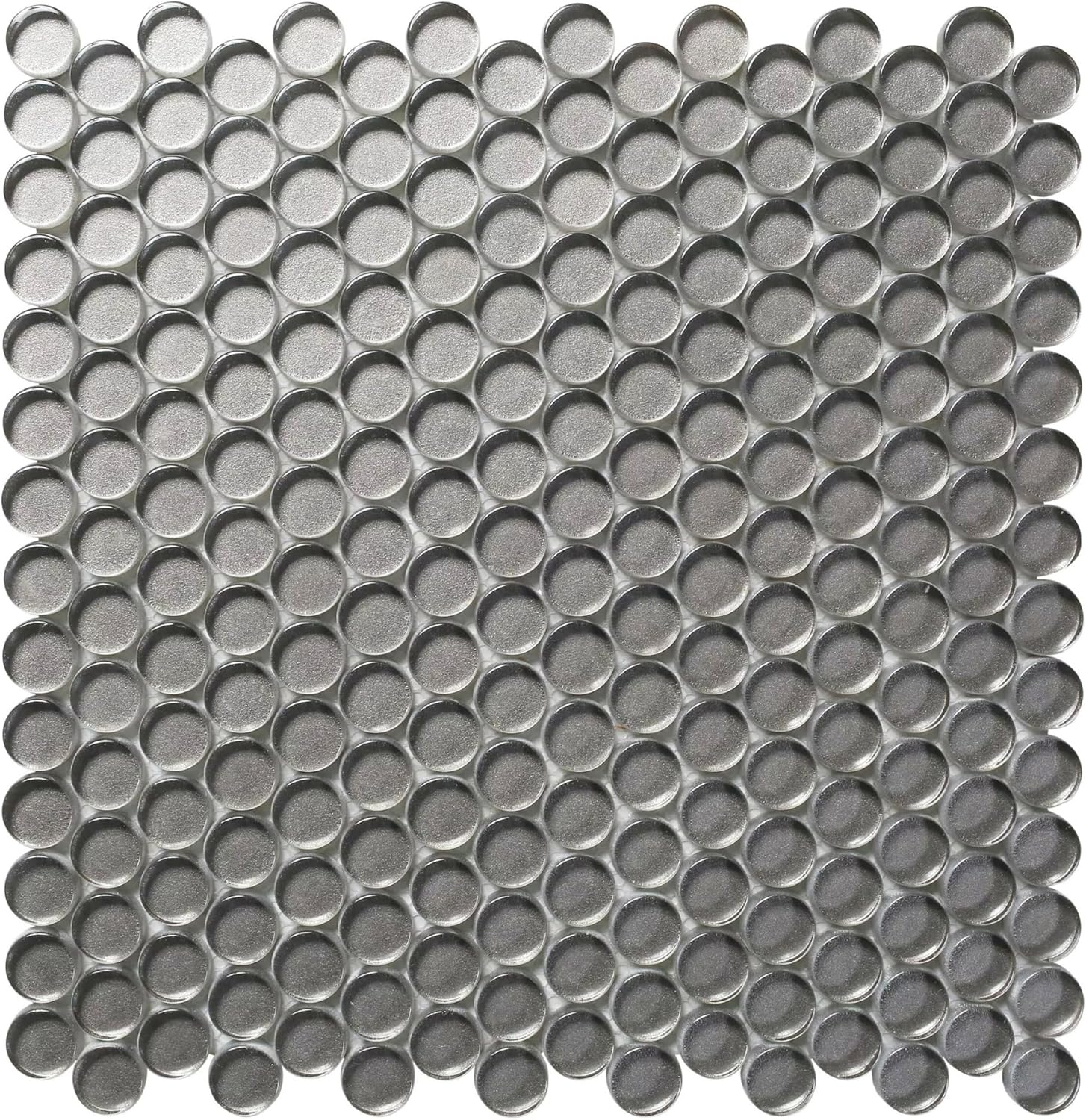 Tenedos HTC333 Shimmer Glossy Penny Round Glass Mosaic Tile 12x12 Sheet for Bathroom Wall, Shower, and Kitchen Backsplash – Sparkling Reflective Finish