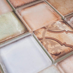 Retro Orange Glass Accent Panel – 2x2 Vintage Decorative Wall Piece for Kitchen & Bathroom – 1 Sheet