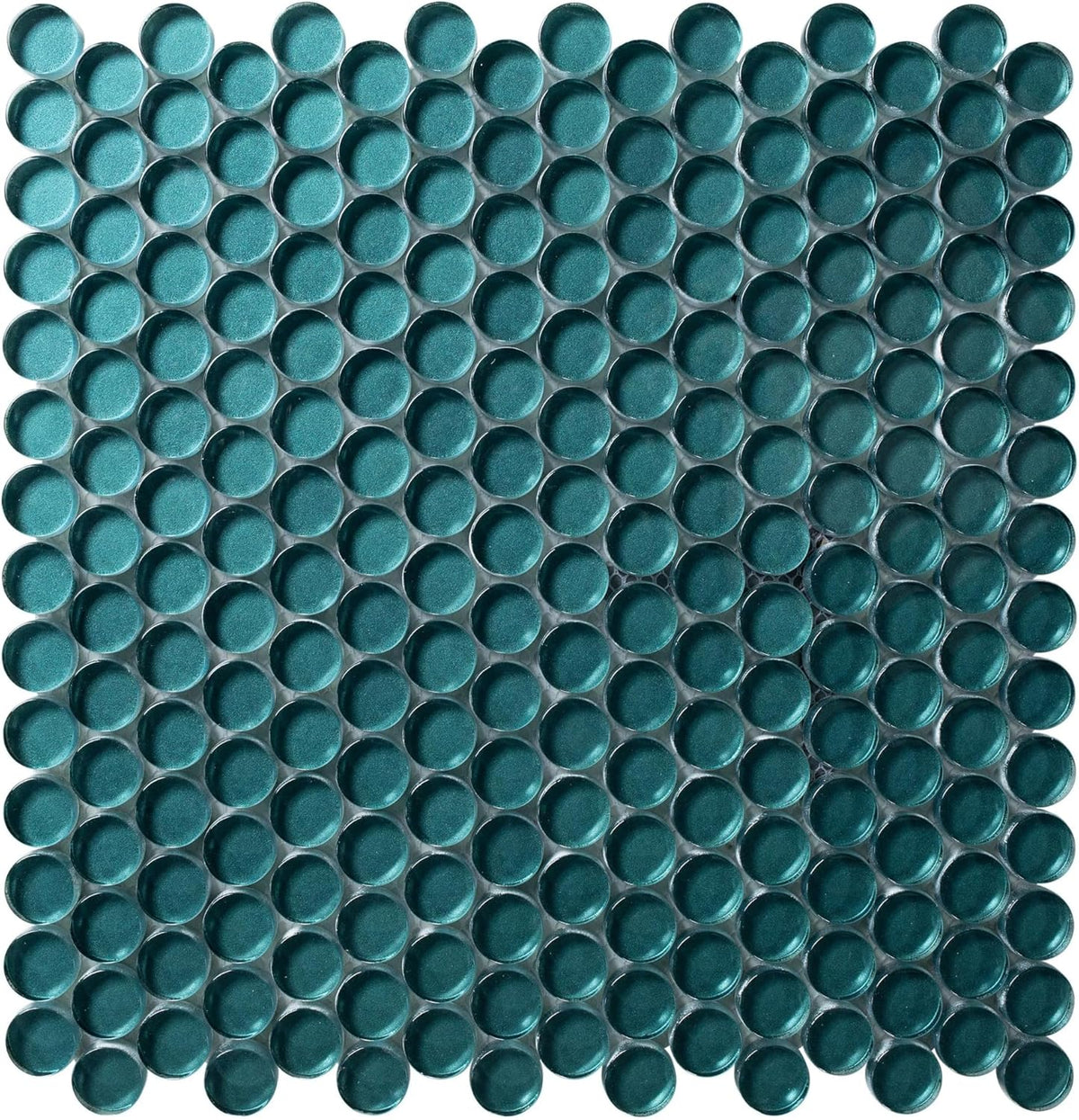 Tenedos Shimmer Glossy Penny Round Glass Mosaic Tile 12x12 Sheet, Sparkling Reflective Finish