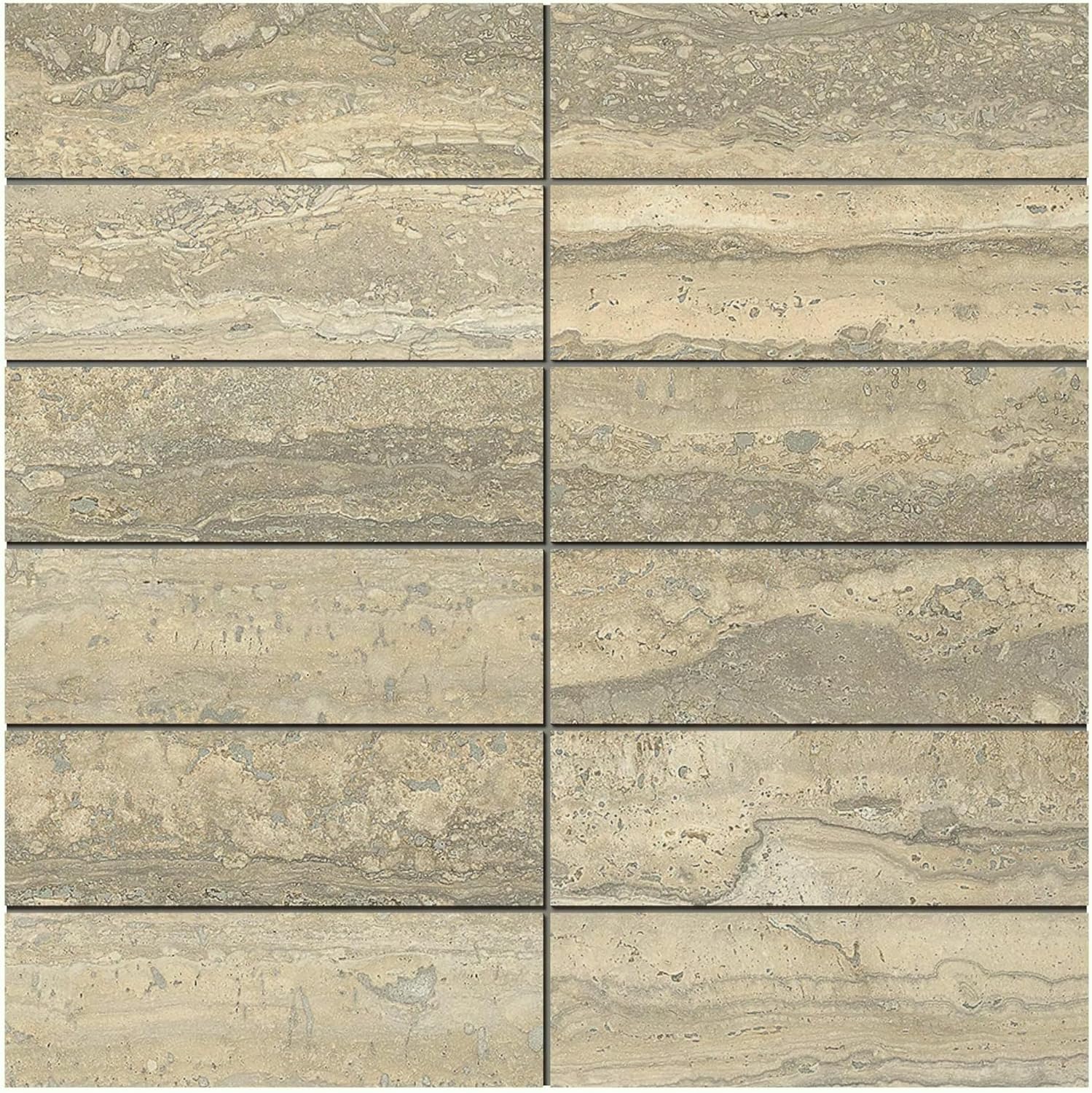 Tenedos Italian Travertine Look Beige Porcelain Tile – 12x12 Satin Finish for Wall, Floor, Bathroom, and Kitchen (5 Sheets, 5 Sqft Total Coverage)