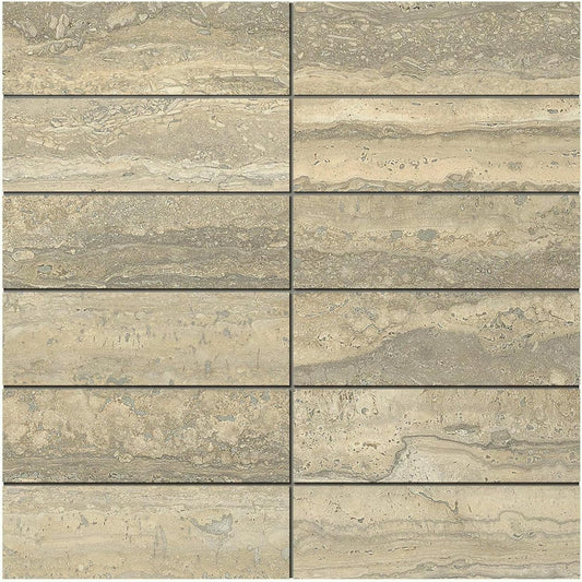 Tenedos Italian Travertine Look Beige Porcelain Tile – 12x12 Satin Finish for Wall, Floor, Bathroom, and Kitchen (5 Sheets, 5 Sqft Total Coverage)