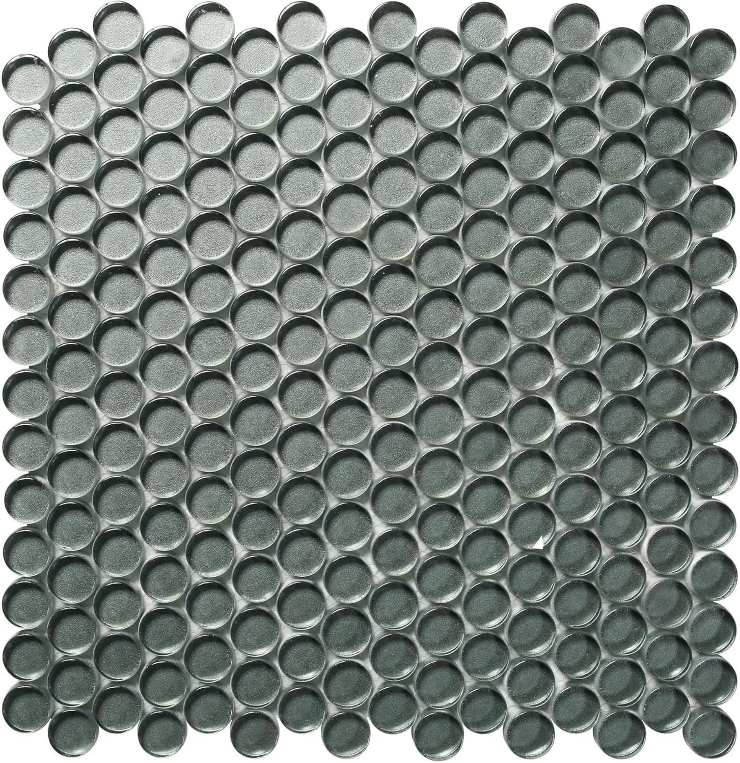 Tenedos HTC333 Shimmer Glossy Penny Round Glass Mosaic Tile 12x12 Sheet for Bathroom Wall, Shower, and Kitchen Backsplash – Sparkling Reflective Finish