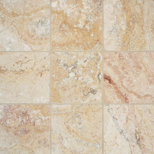 Natural 4x4 Beige Stone Wall & Floor Accent Tile – Rustic Finish, Indoor Outdoor Use
