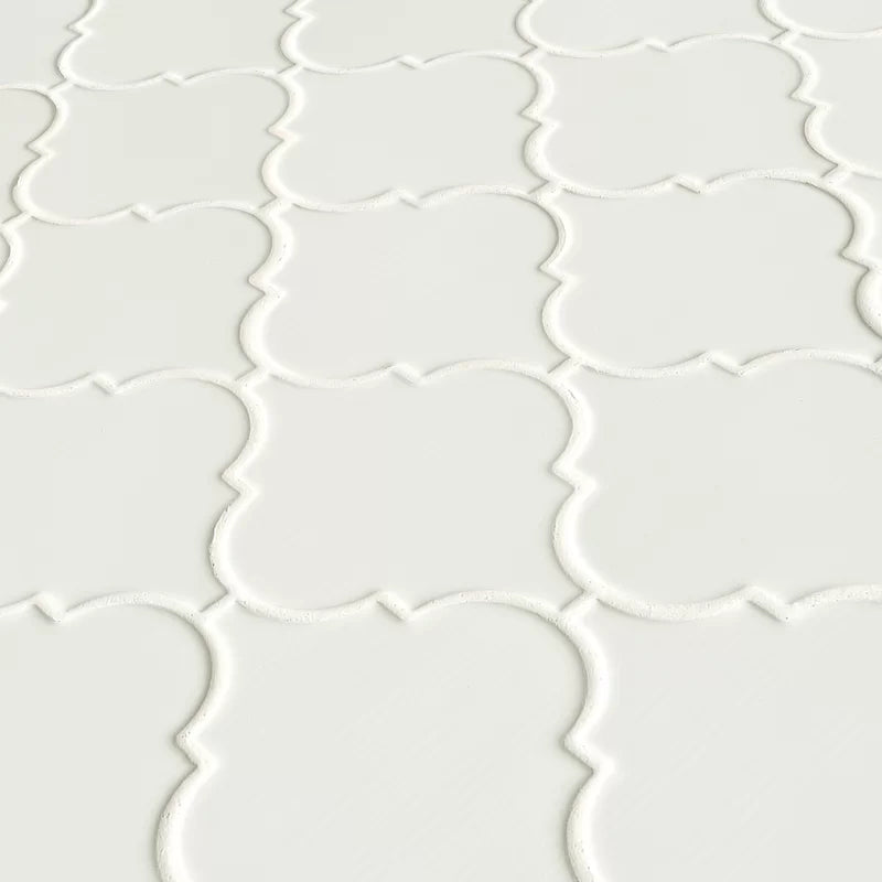 MSI Whisper White Arabesque 10-1/2 in. x 15-1/2 in. x 8mm Glazed Ceramic Mesh-Mounted Mosaic Wall Tile