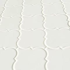 MSI Whisper White Arabesque 10-1/2 in. x 15-1/2 in. x 8mm Glazed Ceramic Mesh-Mounted Mosaic Wall Tile