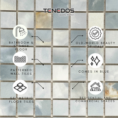 Tenedos HTC175 Aqua Celeste Porcelain Mosaic Tile-1 piece