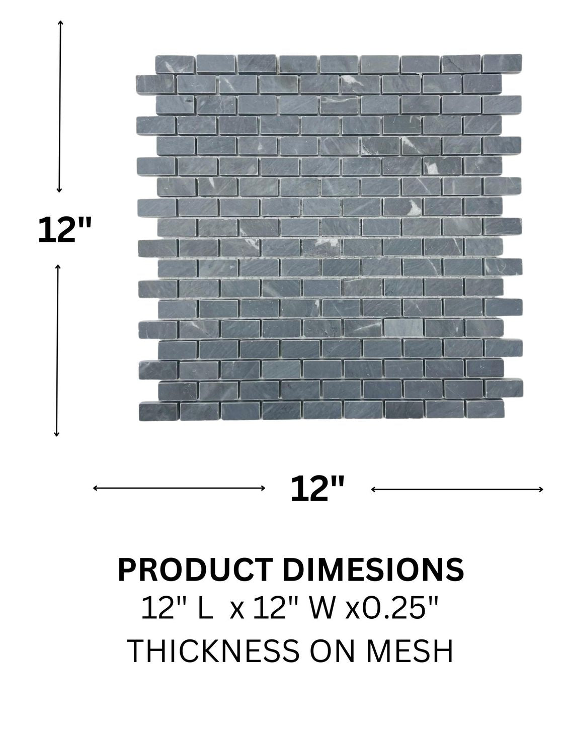 Tenedos TOTTD-BRK-1X2 Ocean Gray 1x2 Brick Honed Marble Flooring Wall Tile for Kitchen Backsplash, Bathroom Wall, Accent Wall, Fireplace Surround