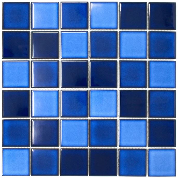 BT-PM22 2" x 2" Square Navy Blue Porcelain (Polish Finish) Floor & Wall Tile & Pool Tile Mosaic Tile 11-3/4 in. x 11-3/4 in. x 6mm (Thickness)