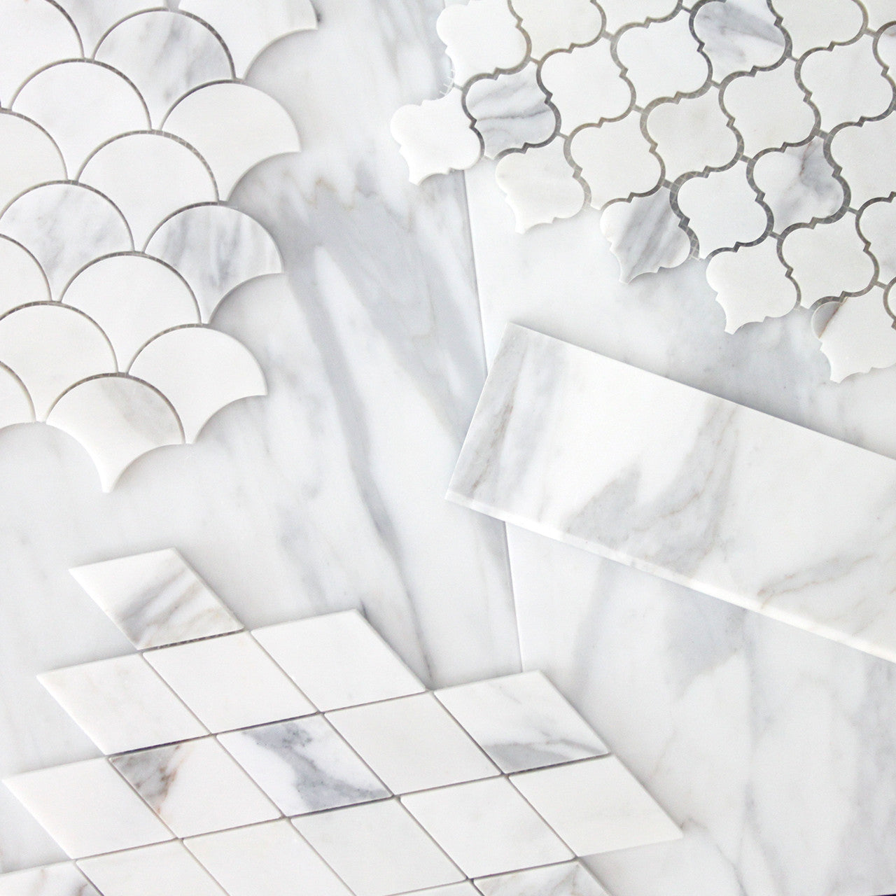 Calacatta Gold Italian Marble Large Diamond Mosaic Tile Polished