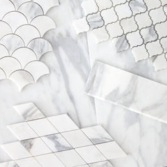Calacatta Gold Italian Marble Large Diamond Mosaic Tile Polished