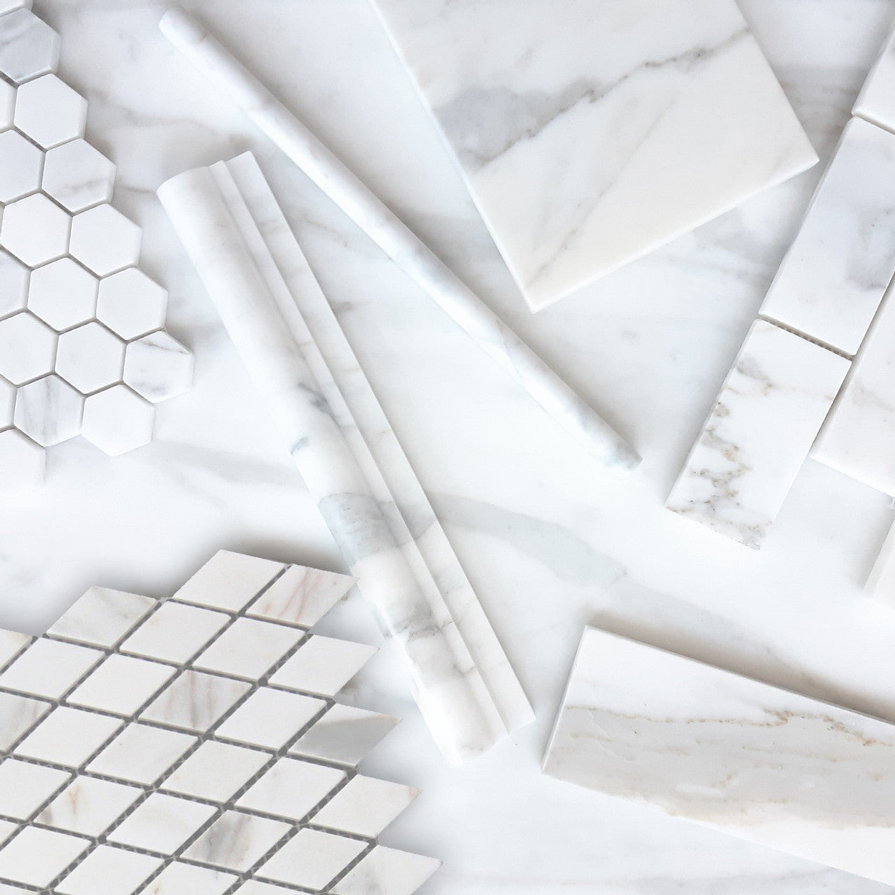 Calacatta Gold Italian Marble Large Diamond Mosaic Tile Polished