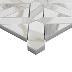 Calacatta Gold Italian Marble Geometrica Mosaic Tile Polished (Glossy)