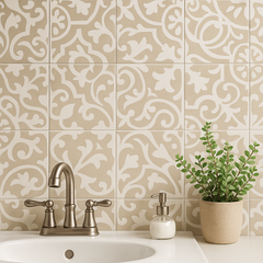 GT Vintage Beige Floral 8x8 Matte Porcelain Tile 0GZ20DE