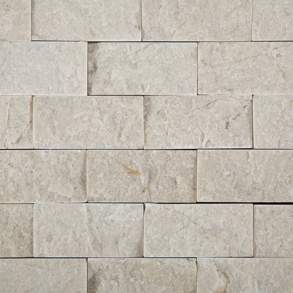 Beige marble SplitFace Tumbled mosaic 1x2 Wall Tile Backsplash