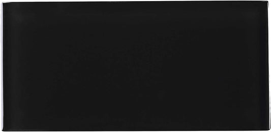 TCSAG-04 3x6 Black Glass Subway Wall Tile -Kitchen and Bath Backsplash