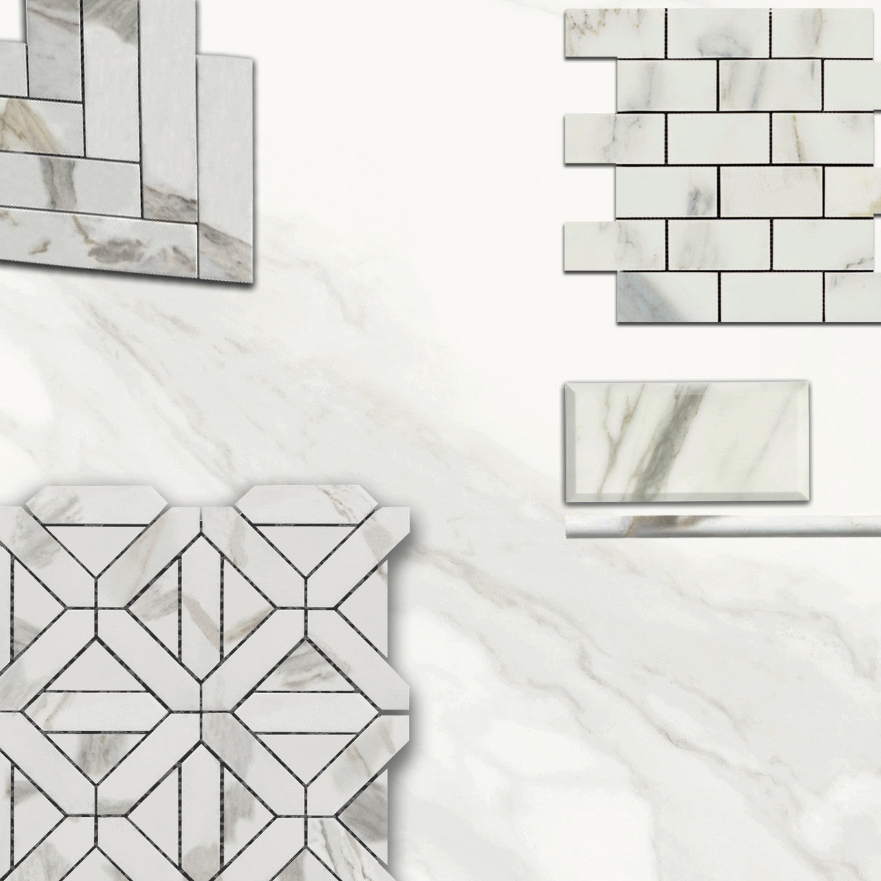 Calacatta Gold Italian Marble Geometrica Mosaic Tile Polished (Glossy)