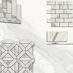 Calacatta Gold Italian Marble Geometrica Mosaic Tile Polished (Glossy)